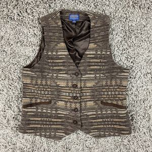 Pendleton Vest Adult Large Western Wear Cowboy Tribal Aztec Lined Mens Button Up